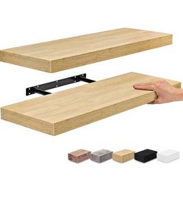 lot 61008 image: Sorbus Floating Shelves, Wall Shelves for Bedroom, Kitchen, Living Room, Home Decor 24 x 9 Inch Wall Mounted Floating Shelves for Wall, 2 Maple Wood