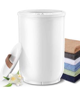 lot 61030 image: Large Towel Warmer for Bathroom - Heated Towel Warmers Bucket, Wood Handle, Auto Shut Off, Fits Up to Two 40X70 Oversized Towels, Bathrobes, Blankets, Best Ideal for Mothers Gifts