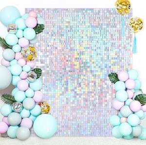lot 61032 image: Shimmer Wall Backdrop Sequin Panels 24 Packs-Sparkly Backdrop for Bridal Shower Birthday Backdgrounds Advertising Rainbow Silver Ceremony Wedding Parties Panel