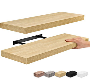 lot 61041 image: Sorbus Floating Shelves, Wall Shelves for Bedroom, Kitchen, Living Room, Home Decor 24 x 9 Inch Wall Mounted Floating Shelves for Wall, 2 Maple Wood