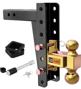 lot 61045 image: LOCAME Adjustable Trailer Hitch, Fits 2-Inch Receiver, 8-Inch DropRise Drop Hitch,18,000 LBS GTW-Tow Hitch for Heavy Duty Truck with Double Pins, Solid Ball Mount