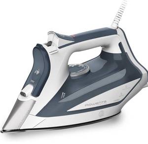 lot 61046 image: Rowenta Focus Stainless Steel Soleplate Steam Iron for Clothes Standard 400 Microsteam Holes, Powerful steam blast, Leakproof, Lighweight, 1725 Watts Portable, Ironing, Garment Steamer, Blue