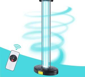 lot 61051 image: Ultraviolet Germicidal Lamp, 100W Ozone UV Light Sanitizer for Large Room, with Three-Step Timing Remote Control, Blue Light, Up to 99.9% Sterilization for Bathroom, Bedroom, Toilet