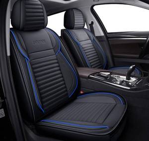 lot 61056 image: LINGVIDO Leather Car Seat Covers,Breathable and Waterproof Faux Leather Automotive Seat Covers for Cars SUV Pick-up Truck Sedan,Universal Driver Seat Cover with Backrest (2 PCS Front Seat, BlueBlack)