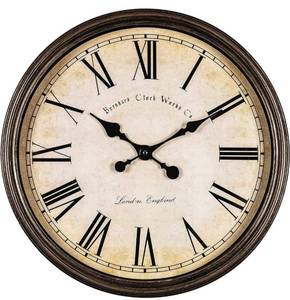 lot 61057 image: Bernhard Products Large Decorative Wall Clock 20 Inch Silent Non Ticking Battery Operated Quartz Vintage Stylish with Rustic Dark Brown Rim for Home LivingDining Room Kitchen & Over Fireplace