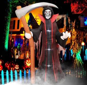 lot 61059 image: TCFUNDY 8 FT Tall Halloween Inflatable Ghost of Death, Blow Up Inflatables with Build-in LEDs for Halloween Party Indoor, Outdoor, Yard, Garden, Lawn Decorations