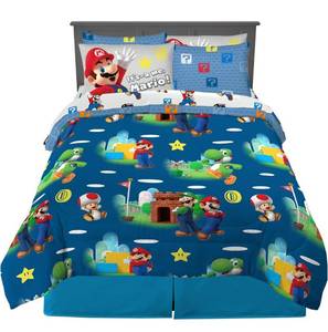 lot 61065 image: Franco Kids Bedding Super Soft Comforter and Sheet Set with Sham, 7 Piece Full Size, Mario