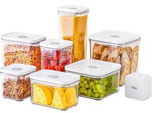 lot 61066 image: Premium Airtight Food Storage Containers Mega 8PSet. 7pcs Container and Vacuum Sealer. Smart One-Click Seal Lid, Patented Double Silicone Lining, 100% Leak Proof, BPA-FREE