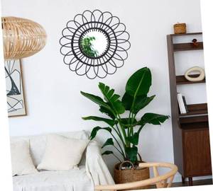 lot 61075 image: 1pc Rattan Decorative Mirror Wall Bohemian Mirror Boho Wall Mirror Sculpture Decor Home Mirror Rustic Wall Mirror Home D�cor Home Decor Hanging Mirror Wall-Mounted Glass