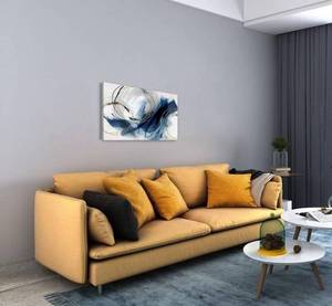 lot 61089 image: Wall Art Canvas Abstract Art Paintings Blue Fantasy Colorful Graffiti on White Background Modern Artwork Decor for Living Room Bedroom Kitchen 24x16in