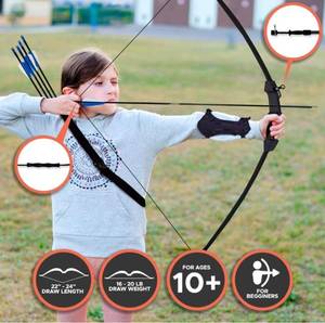lot 62016 image: Keshes Archery Recurve Bow and Arrow Youthbow Set - 44 Beginner Breakdown Bows for Outdoor Practice �� Longbow kit with Equipment for Youth and Kid