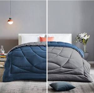 lot 62020 image: SLEEP ZONE Reversible King Size Cooling Comforter, Soft Breathable Bedding Down Alternative Duvet Insert Warm for All Seasons, A Side Navy  B Side Grey