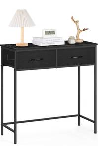 lot 62021 image: Console Table with 2 Drawers, Black Entryway Table with Storage, 31.5 Behind Couch Table Skinny Small with Hooks and Fabric Drawers, Sofa Table Hallway Table for Entryway, Living Room