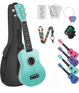 lot 62028 image: MUSTAR Soprano Ukulele Kids Ukulele for Beginners - 21 Inch Small Guitar Ukulele for Kids Toddlers Birthday Holiday Gifts, Gig Bag, Digital Tuner, Strap, Picks, All in One Kit (Green