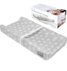 lot 62061 image: Jool Baby Changing Pad - Contoured, Waterproof & Non-Slip, Includes a Cozy, Breathable, & Washable Cover (Gray)