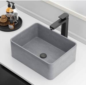 lot 62065 image: Vessel Sink 16X12 Concrete Bathroom Sinks Rectangular Vessel Sinks for Bathroom Sink for Countertop Bathroom Vessel Sinks Modern Small Vessel Sink Bowl Sinks for Bathrooms Smooth Surface Dark Gray