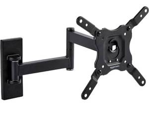 lot 62067 image: Amazon Basics Full Motion TV Wall Mount fits 12 to 40 TVs and VESA 200x200, Black