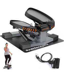 lot 62069 image: Sportsroyals Stair Stepper for Exercises-Twist Stepper with Resistance Bands and 330lbs Weight Capacity