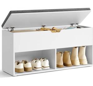 lot 62070 image: Shoe Bench with Cushion, Storage Bench, Entryway Bench with Storage, Shoe Rack