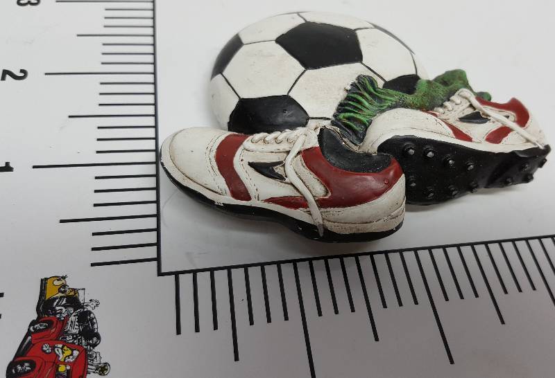 lot 6122 image: New 3 dimensional plastic fridge magnet of Soccer ball and shoes