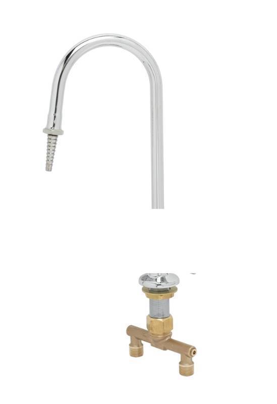 lot 6258 image: T&S BL-5700-04 Deck Mounted Laboratory Faucet with 13 1116 High Rigid Gooseneck 4 centers