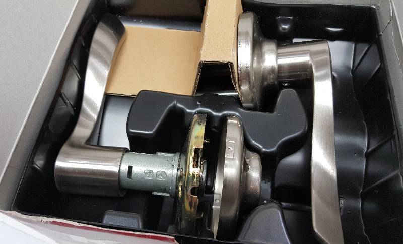 lot 6287-2 image: New in the box is this Kwikset 200BL 15 RCAL RCS 92001-402 Balboa HallCloset Lever, Satin Nickel finish