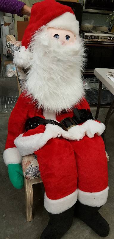 lot 5998 image: A big 5 foot tall Santa.  Made to stuff with your pillows and just hang around the living room at Christmas.  He would also look good sitting in a new convertible that you purchased for your wife