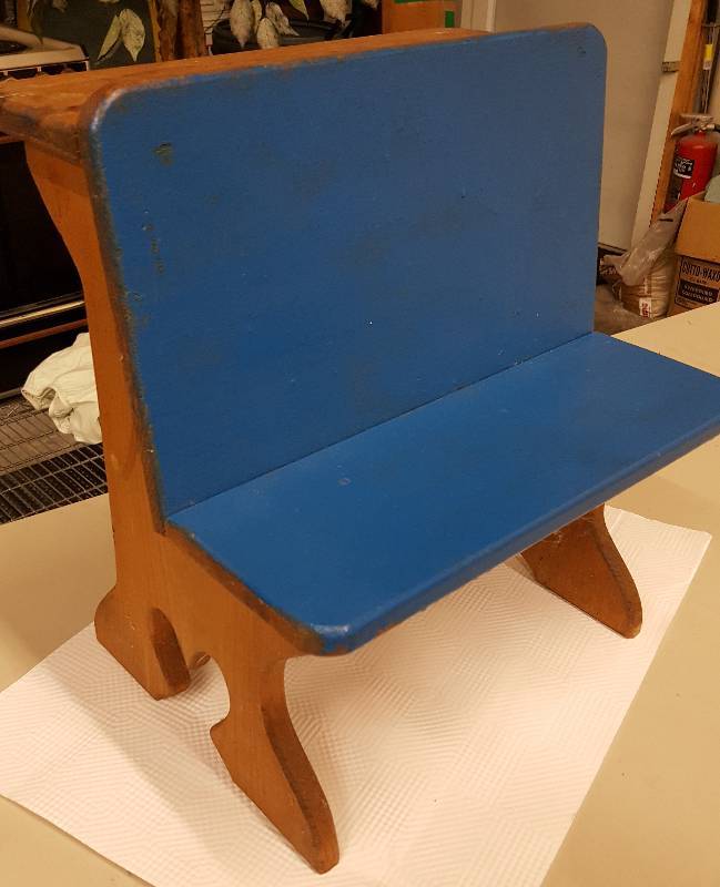 lot 5999 image: All wood and made to look like the old time childs school desk.  Great for decorating or paint it to your colors