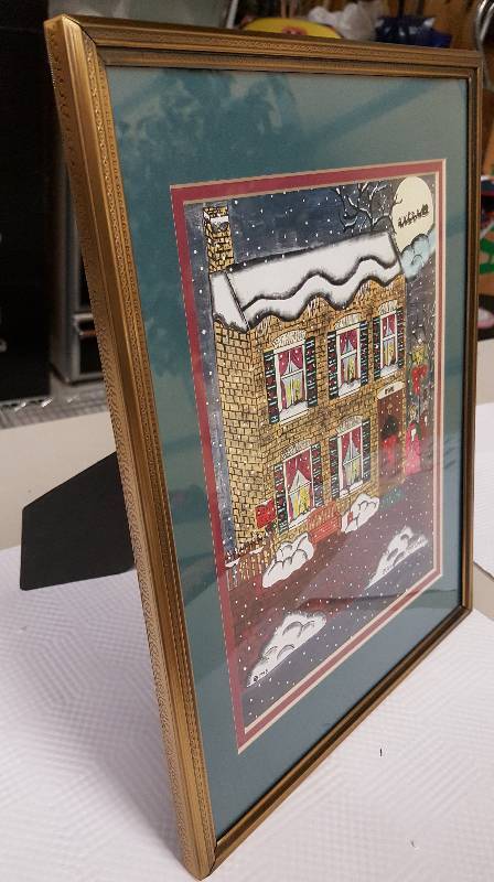 lot 5930 image: Christmas Print in Frame 11X14  Believe Artist Mary Cockrill .