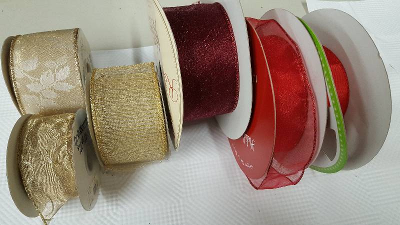 lot 5940 image: Misc bolts of Christmas ribbon