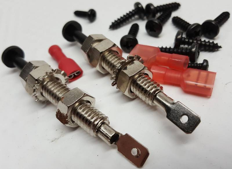 lot 6204 image: New Pair metal spring loaded dome light style switches depressed is open circuit kit.