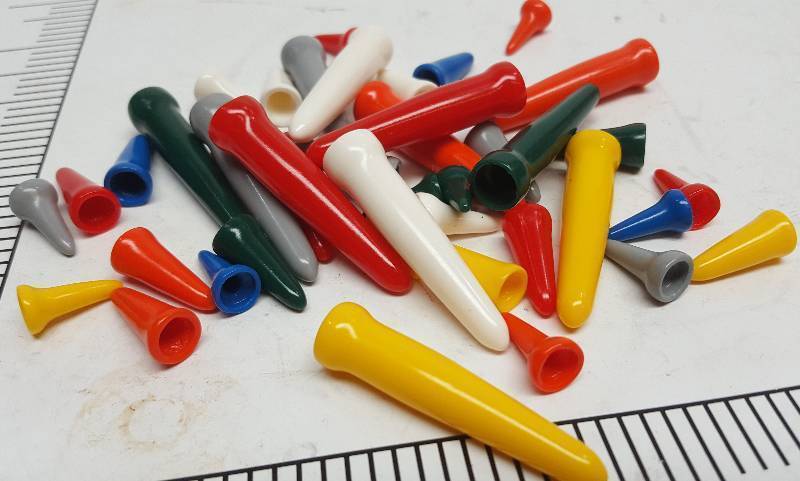 lot 6428 image: Package of 42 colored carburetor fuel injection fitting or hose plugs and caps  Handy pack of 42 color coded vacuum plugs fitting caps