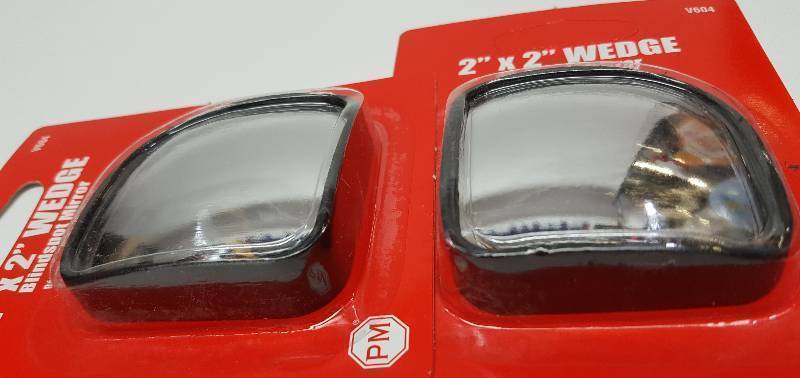 lot 6812-3 image: Pair (2) cards of Peterson V604 2 inch Stick-On 2X2 Wedge Blind Spot Mirrors