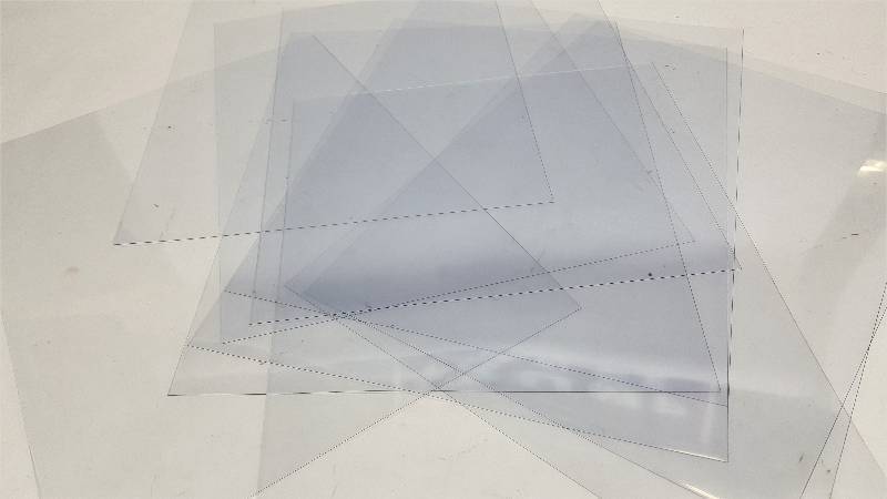 lot 7509 image: 10 new sheets of the Poly clear heavy 10 mil thickness notebook or picture frame covers.