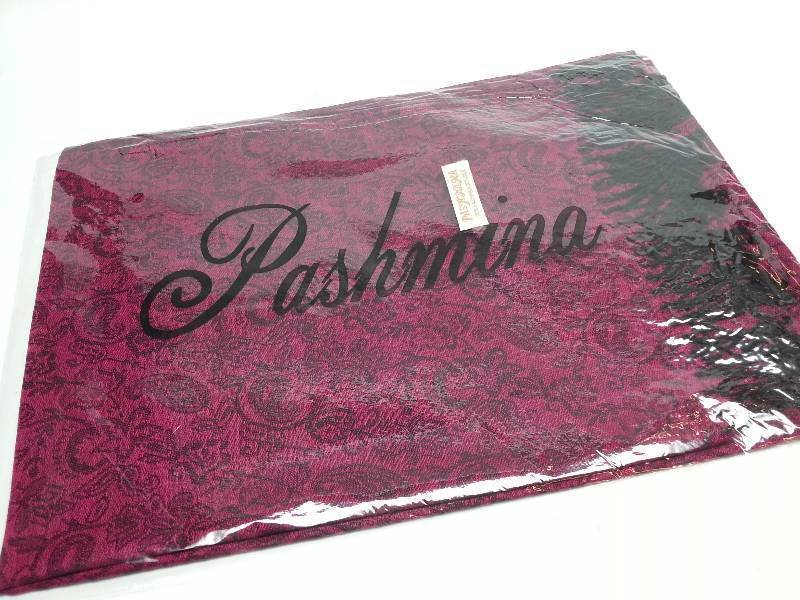 lot 8932 image: From the Pashmina Store is this new Pashmina Lavender Shawl Wrap Scarf.  This Pashmina silk blend shawl measures 28 X 80