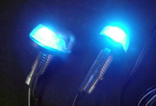 lot 9021 image: Street Glow LED Blue windshield washer squirter lights Pretty wild looking