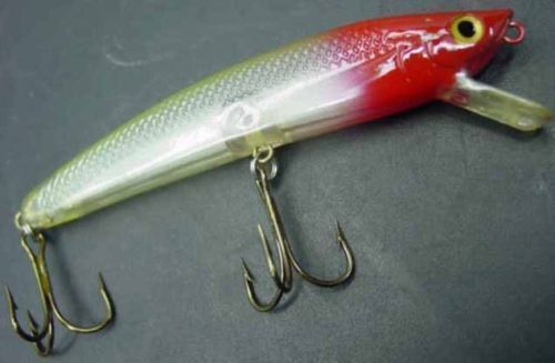 lot 9027-2 image: New Renegade Pro Series Crank Bait long skinny fishing lure Red head clear body