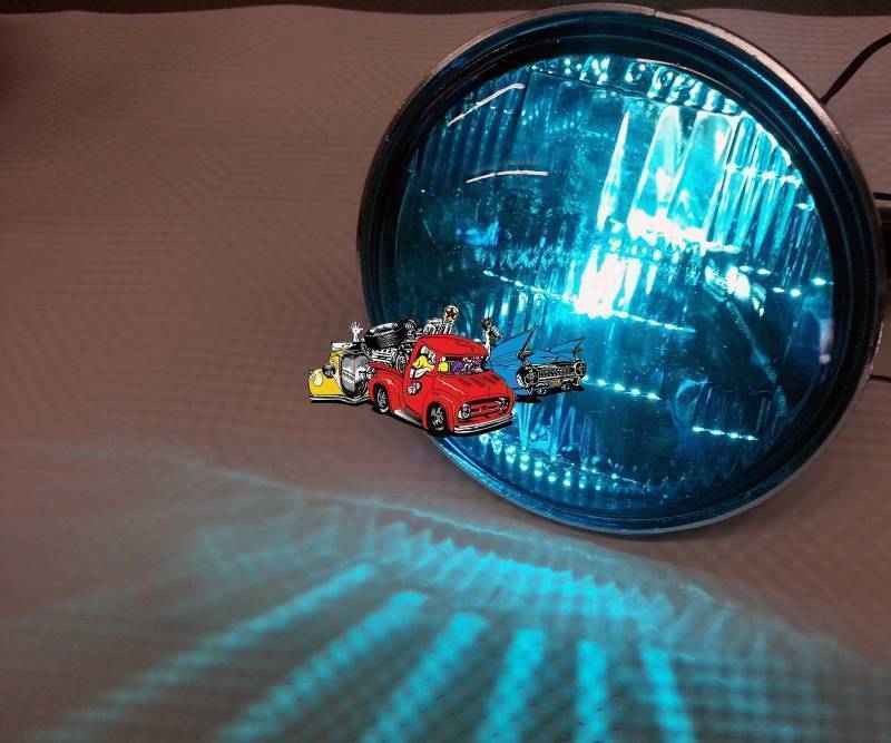 lot 9137-2 image: New pair Police Harley Davidson parade Blue glass sealed beam lights motorcycle scooter.