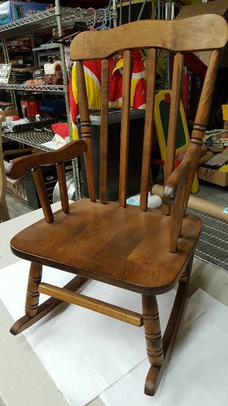 lot 5909 image: Solid wood childs rocking chair 27 Tall Excellent condition