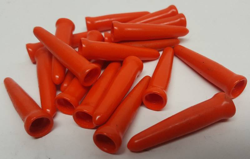 lot 6423ORANGE image: 20 pack of automotive or hot rod vacuum caps or fitting plugs 1-58 long.