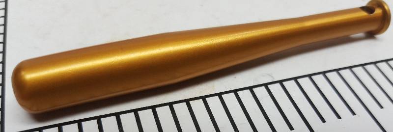 lot 6424GOLD image: Cool little piece machined from aluminum and cut to look like a baseball bat and designed for a key chain or ring about 3 long.