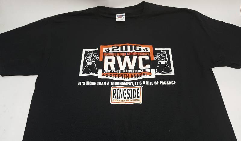 lot 6616L-2 image: New 2016 Sixteenth Annual Ringside World Championship event in Independence MO T Shirt with the Champions names on the back.  Size Large