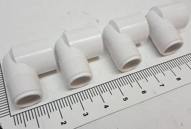 lot 7588 image: Package of 4 new JBC 1 90 degree schedule 40 Street Elbows PVC1 tubing fittings.