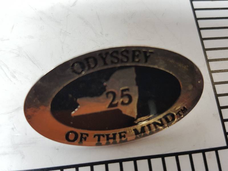 lot 8748 image: Another one of those collectable hat or lapel pins most are finished with wild porcelain colors.