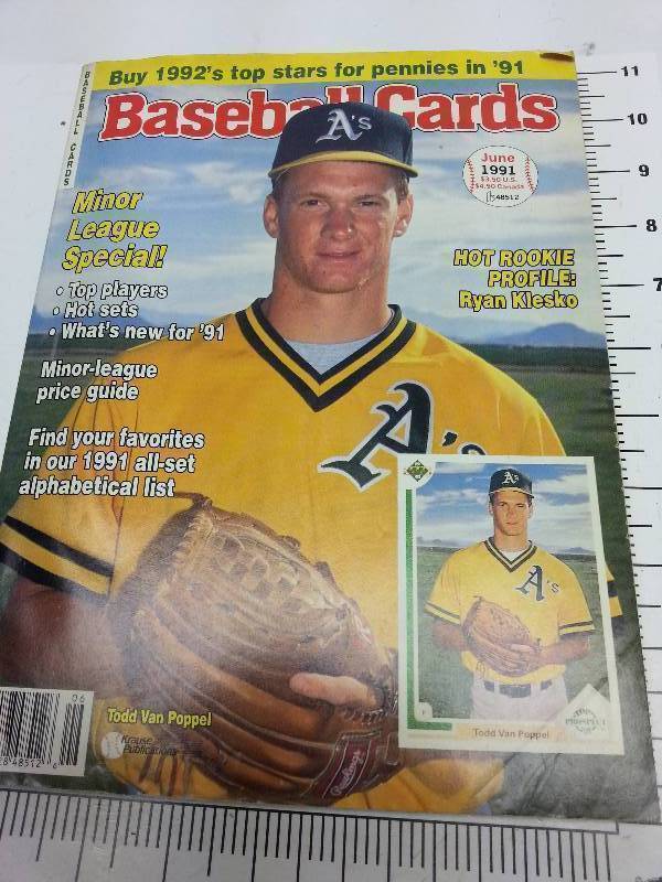 lot 8957 image: June 1991 Baseball Cards Monthly edition with stories, values and advertising.  Does anybody collect these old card price guides.