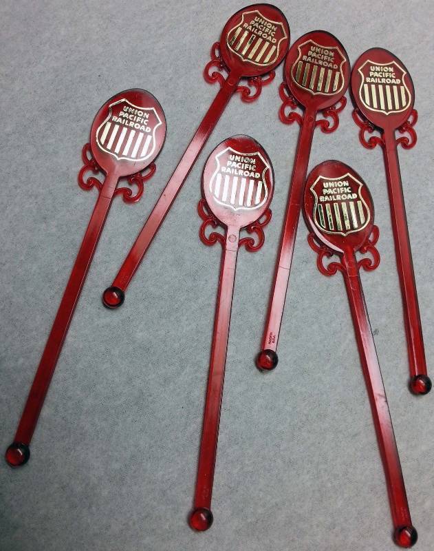 lot 9077 image: For you Union Pacific railroad guys that have it all you might not have a set of these 6 drink swizzle sticks stirrers.