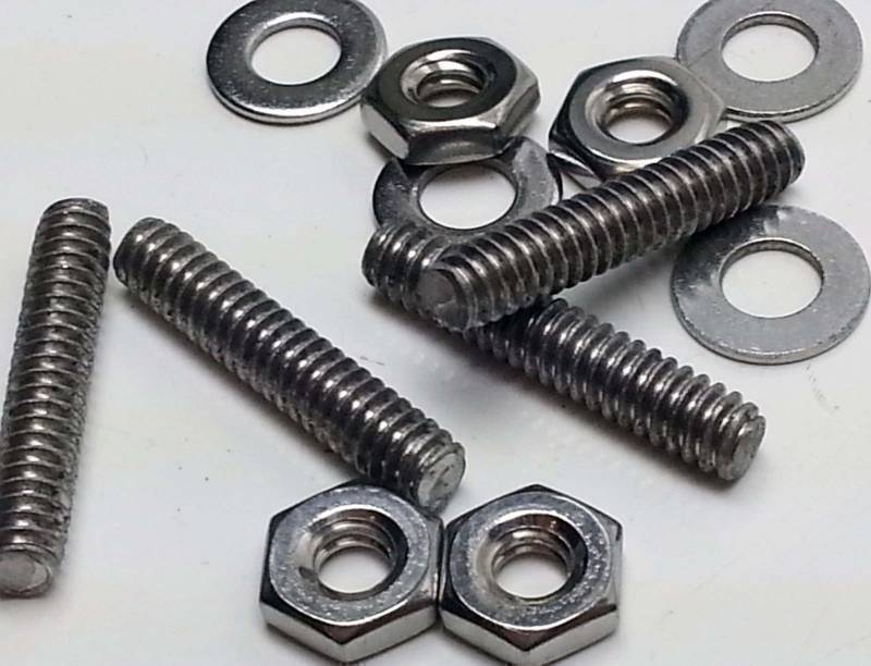 lot 9210 image: Nice set of 4 stainless 1 inch studs nuts and washers with the 10-24 threads