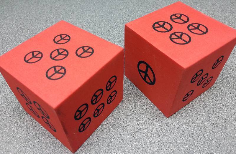 lot 9292 image: NEW Cool set pair (2) of light foam Red colored game dice 2-34 inch square cubes.