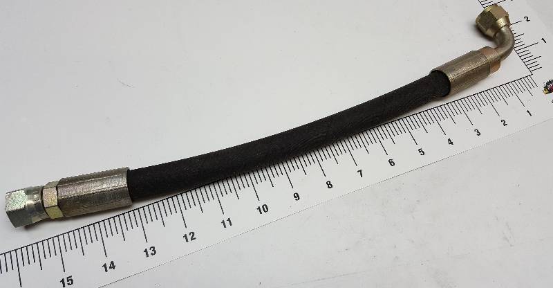 lot 7231 image: New and designed for serious (3000 lbs.) pressure in a hydraulic hose line application.  12 ID 45 degree #8 flare and 16 overall length