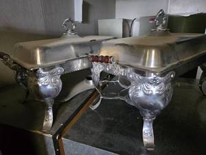lot 41010 image: Lot Of 2 Vintage Looking Chafing Dishes